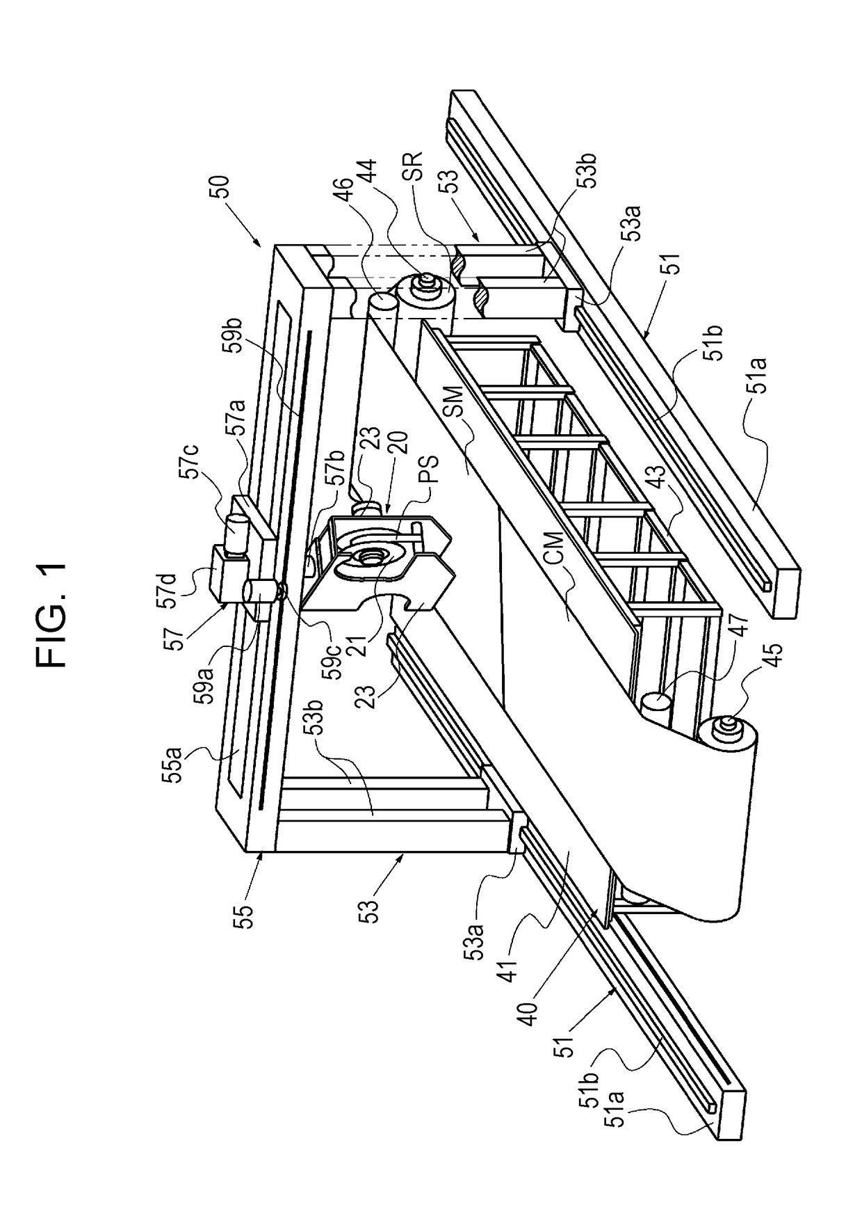 Feed device for reinforcing fiber material and method for cutting reinforcing fiber material by using the feed device