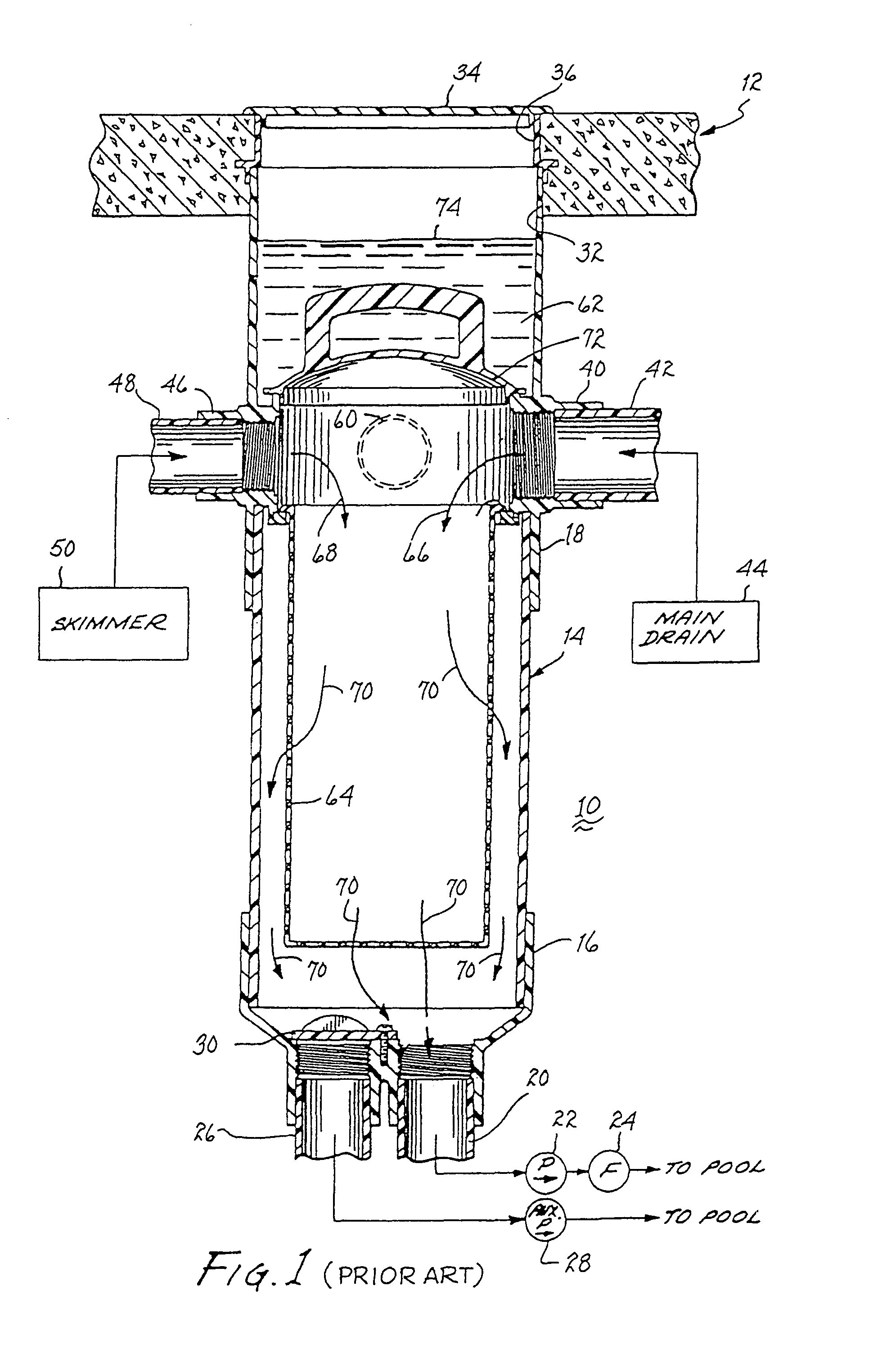Method for relieving suction force in a pool drain