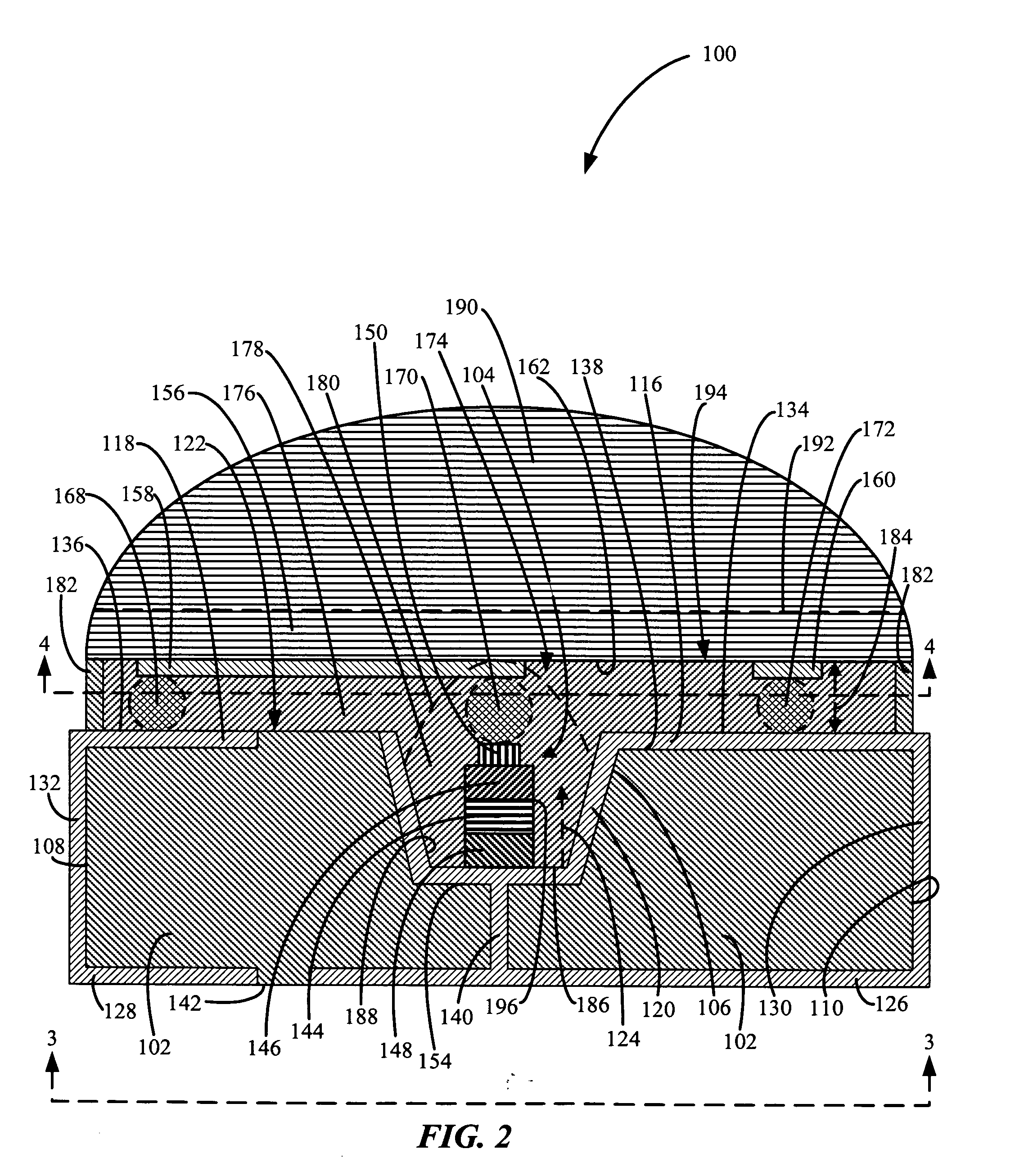 LED device having a top surface heat dissipator