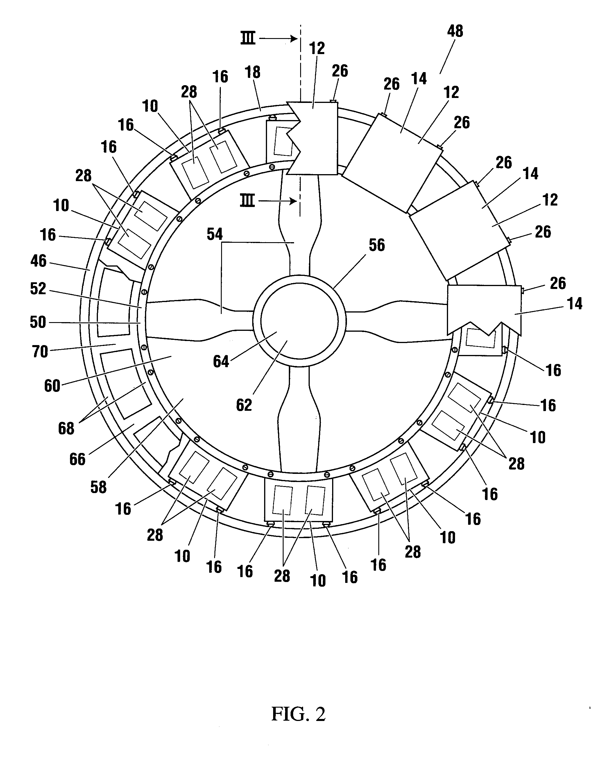 Axial air gap machine having stator and rotor discs formed of multiple detachable segments