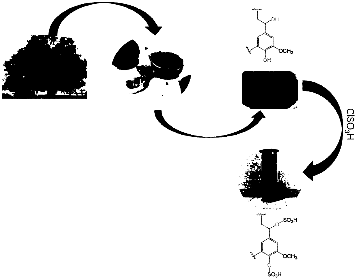 Preparation method and application of natural walnut shell powder sulfonic acid catalyst