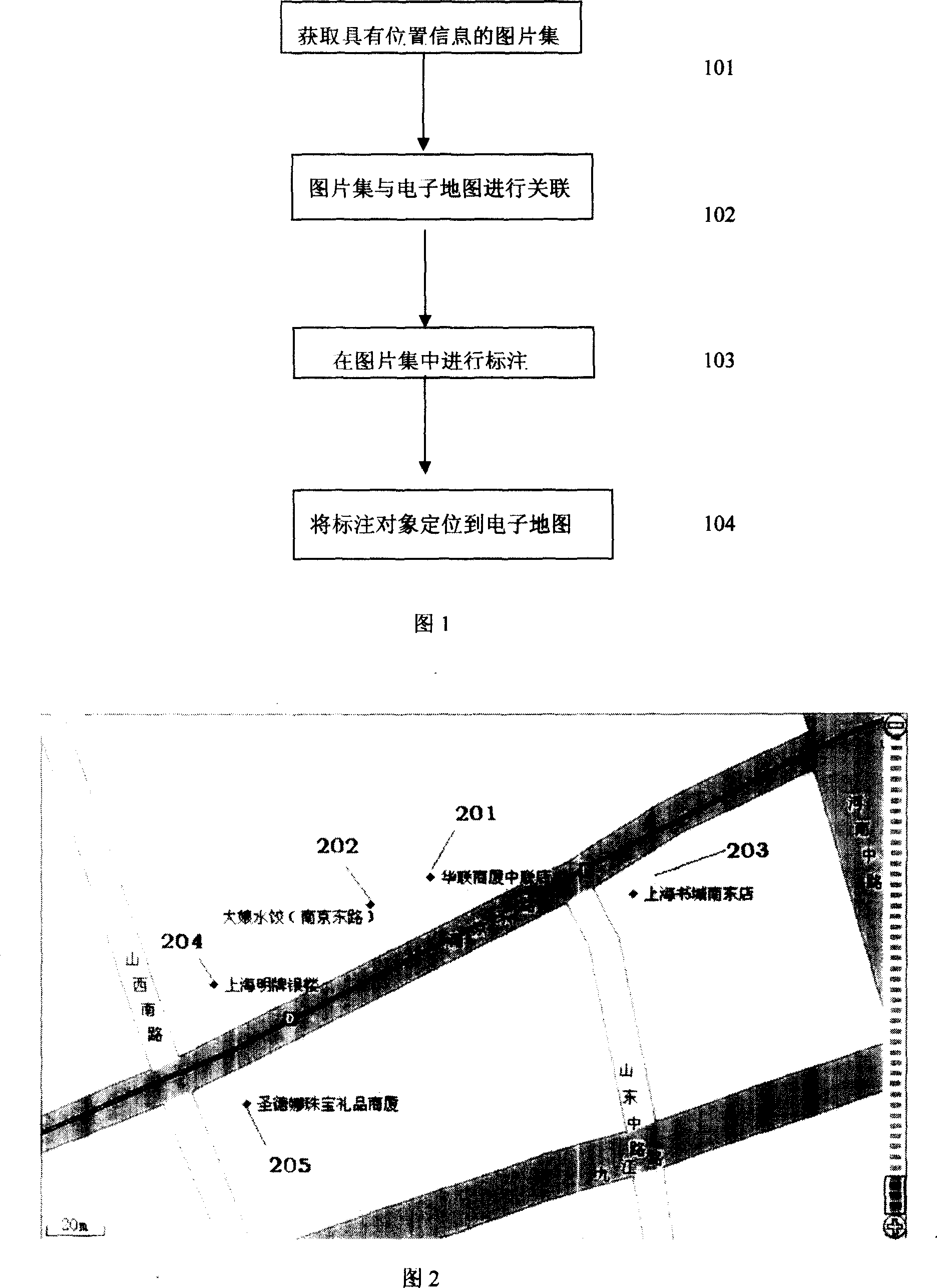 Method for annotating electronic map through photograph collection having position information