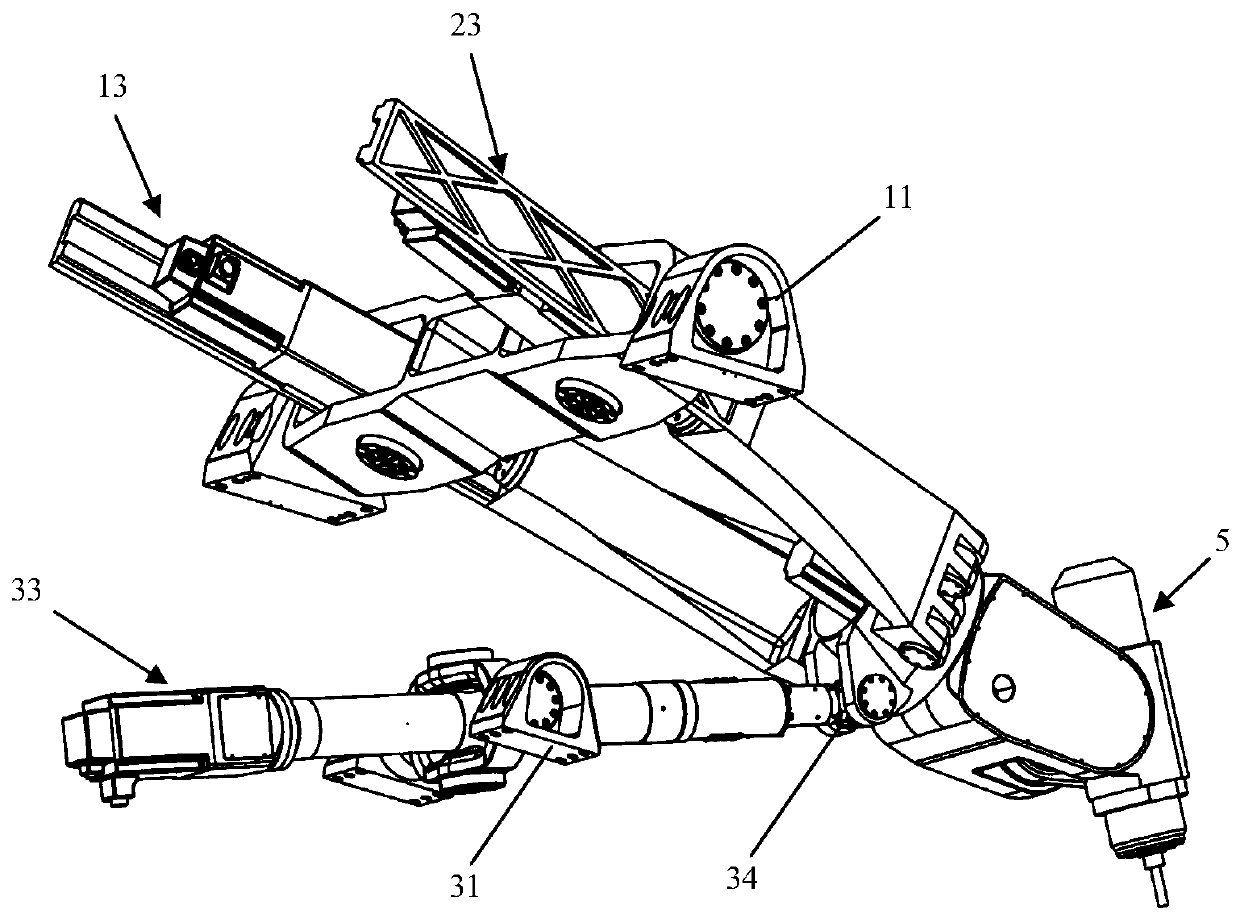 An asymmetric over-constrained five-degree-of-freedom hybrid robot