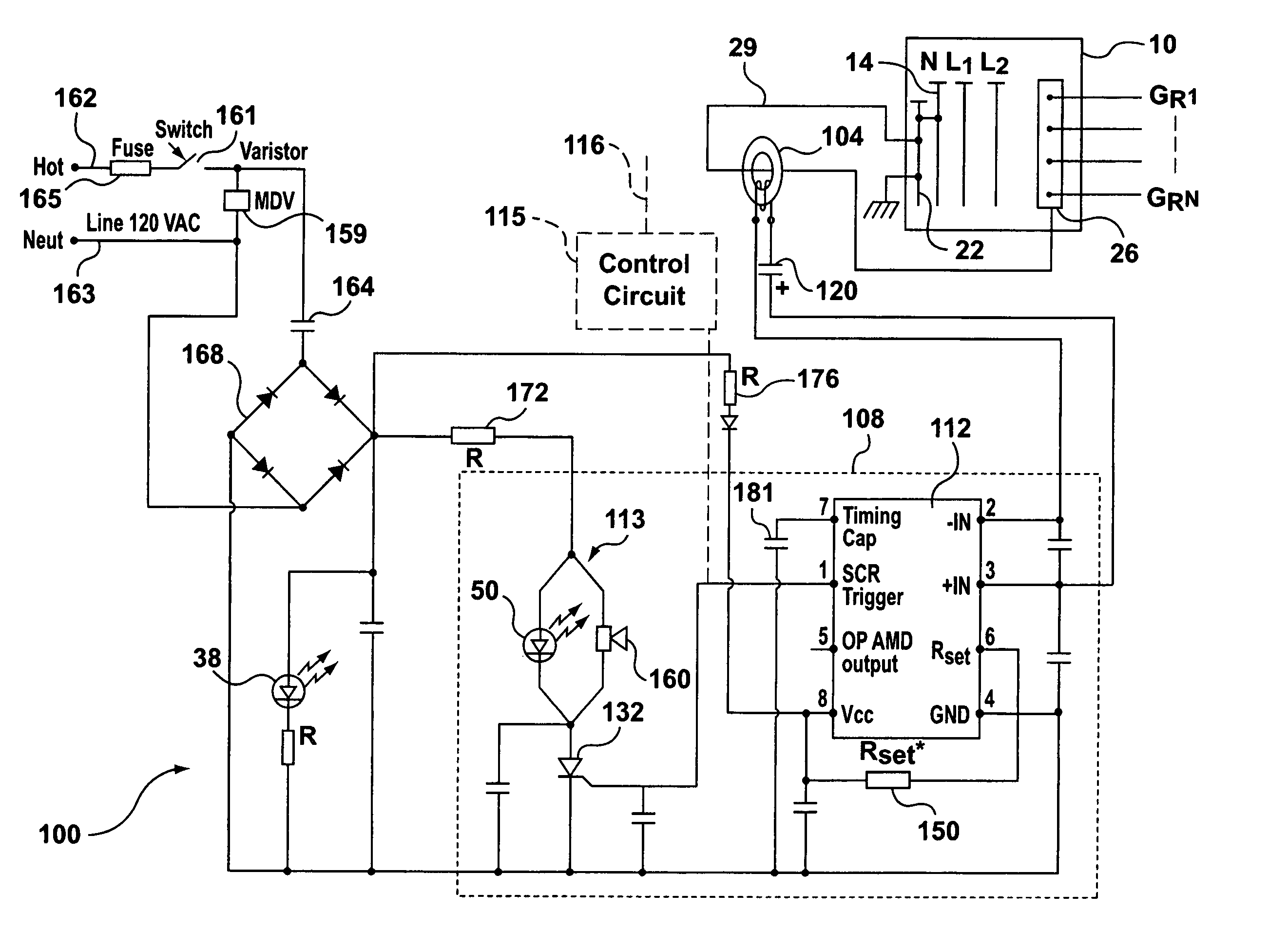 Ground-fault monitor for multiple circuits