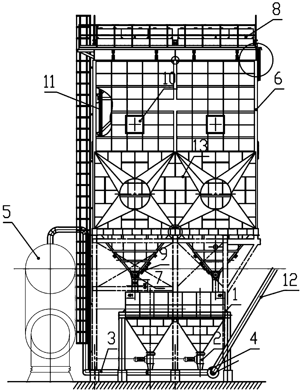 Flue gas purification and adsorption device before desulfurization and denitrification