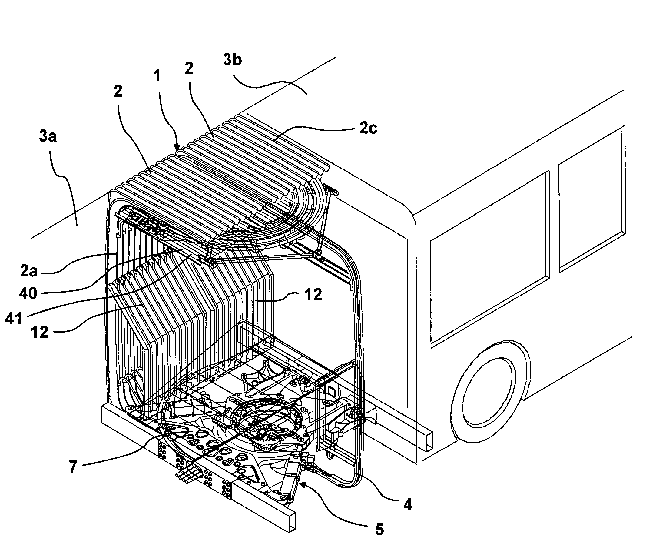 Apparatus for covering the track joint (track joint cover) between the rotary plate and the bellows of a connection between two hinge-linked vehicle sections