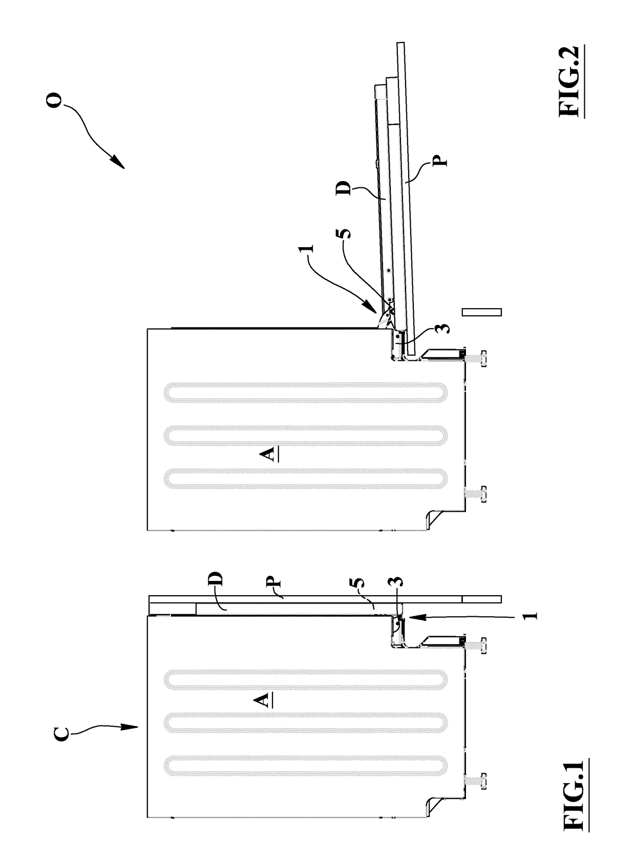 Hinge device with long reciprocating stroke of a front panel