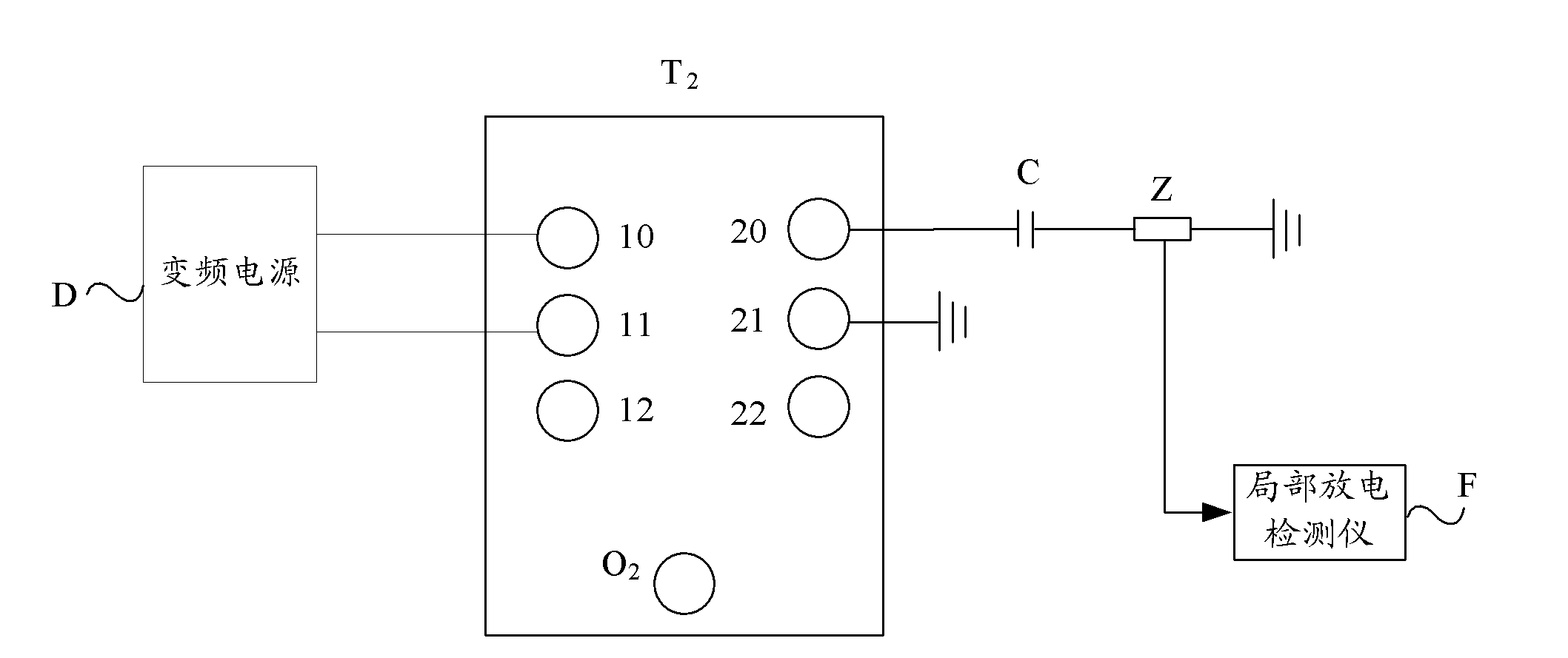 Wiring structure for partial discharge test of balance traction transformer