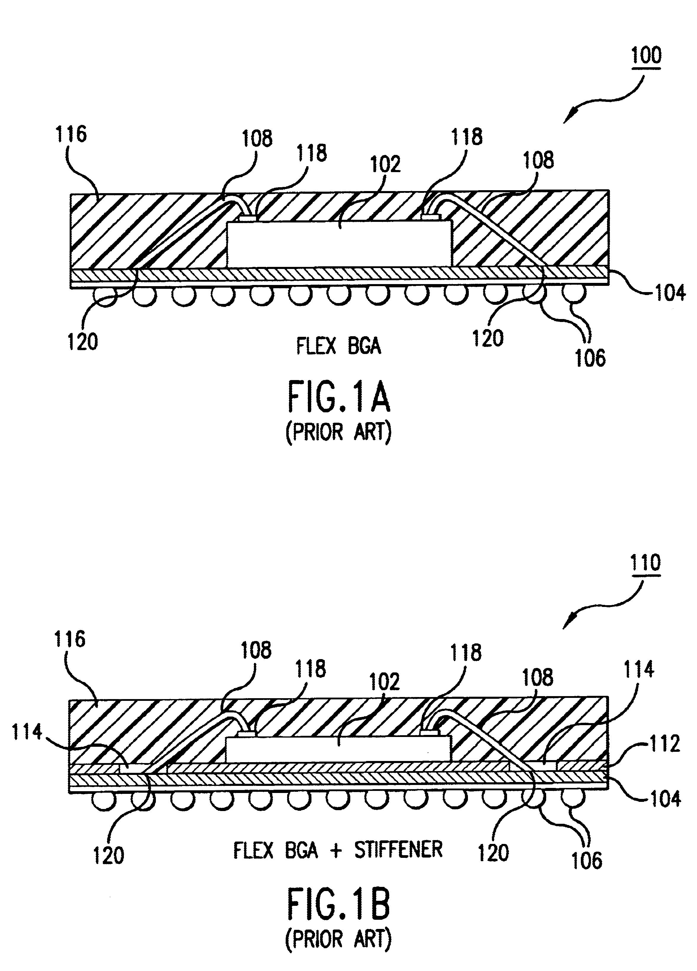 Ball grid array package with patterned stiffener layer