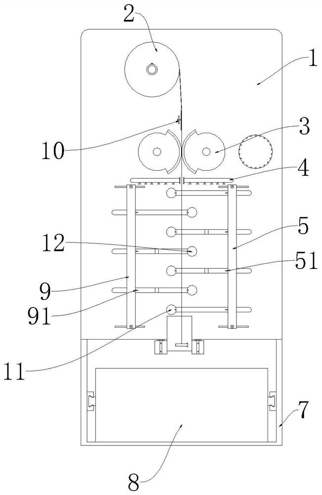 Polypropylene rope fixed-length cutting-off processing device