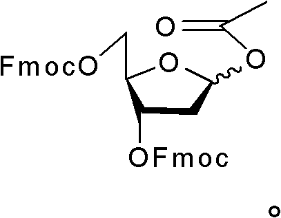 1-acetoxyl-2-deoxy-3, 5-di-O-fluorenylmethyloxycarbonyl acyl-D-ribofuranose and application