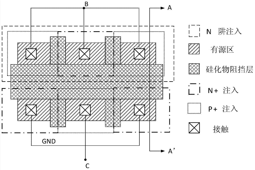 A soi ESD two-level protection network