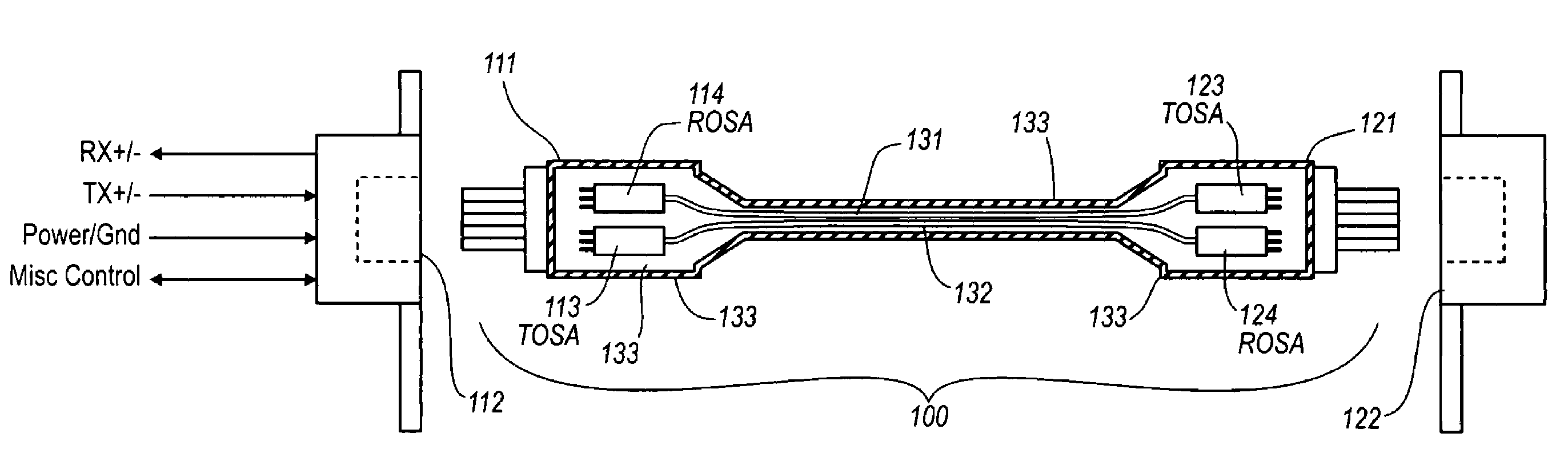 Active optical cable with integrated eye safety