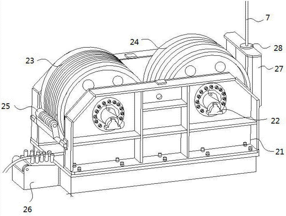 A tethered rope retractable device