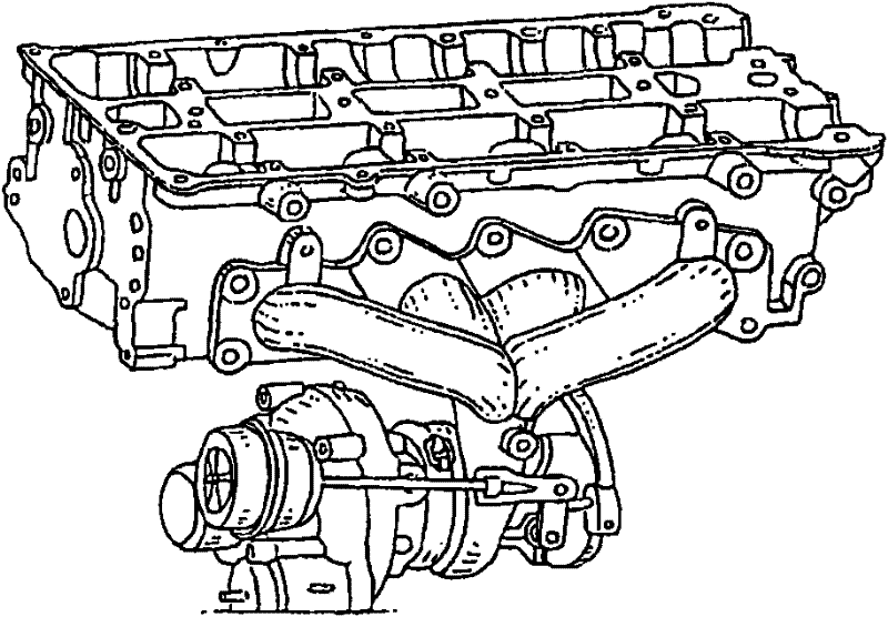 Motor arrangement with integrated exhaust gas manifold