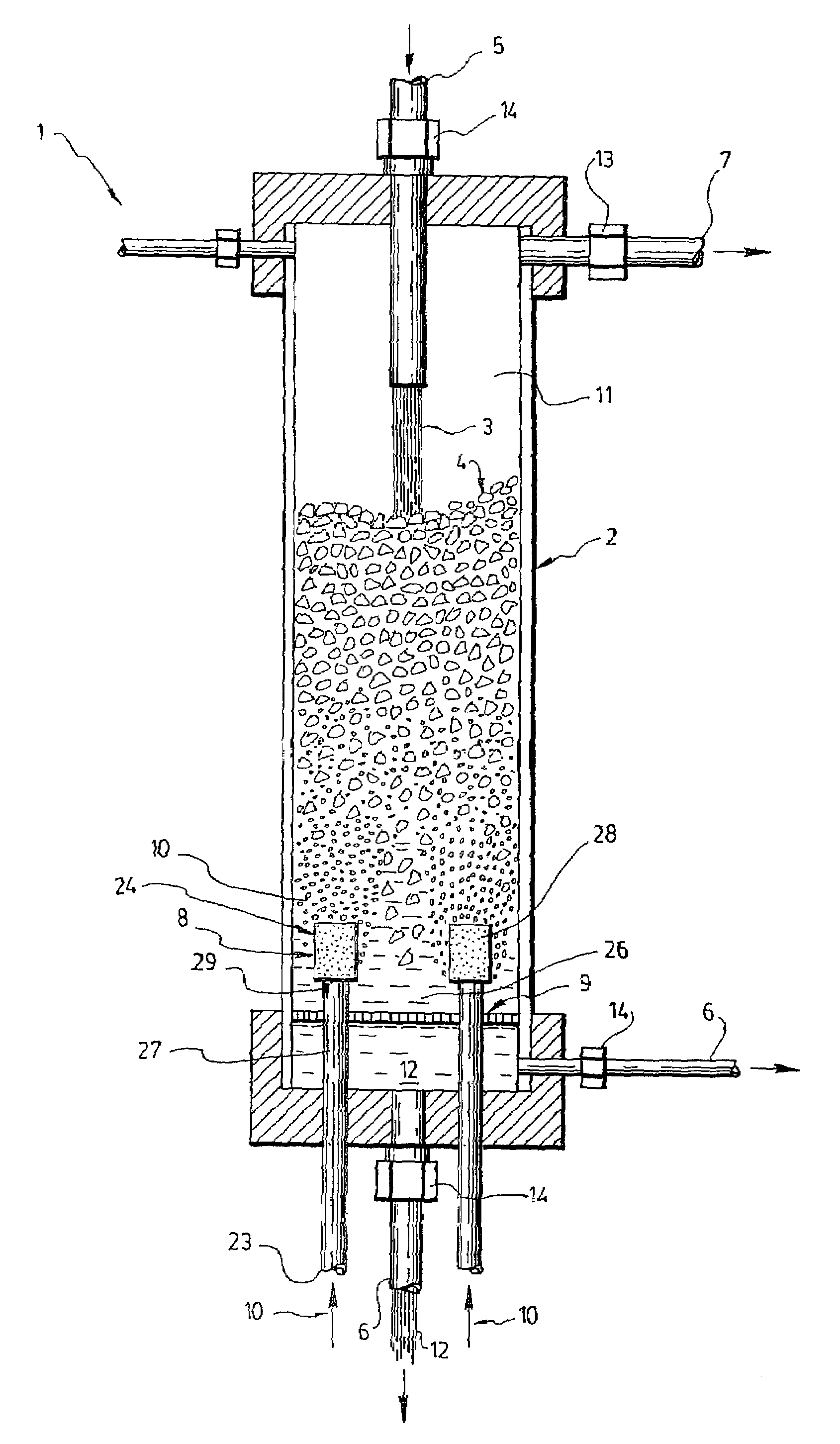 Triphasic bioreactor and process for gas effluent treatment
