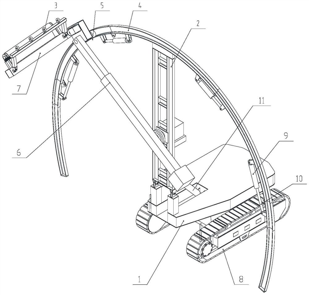 A foldable arch type tunnel waterproof board installation vehicle