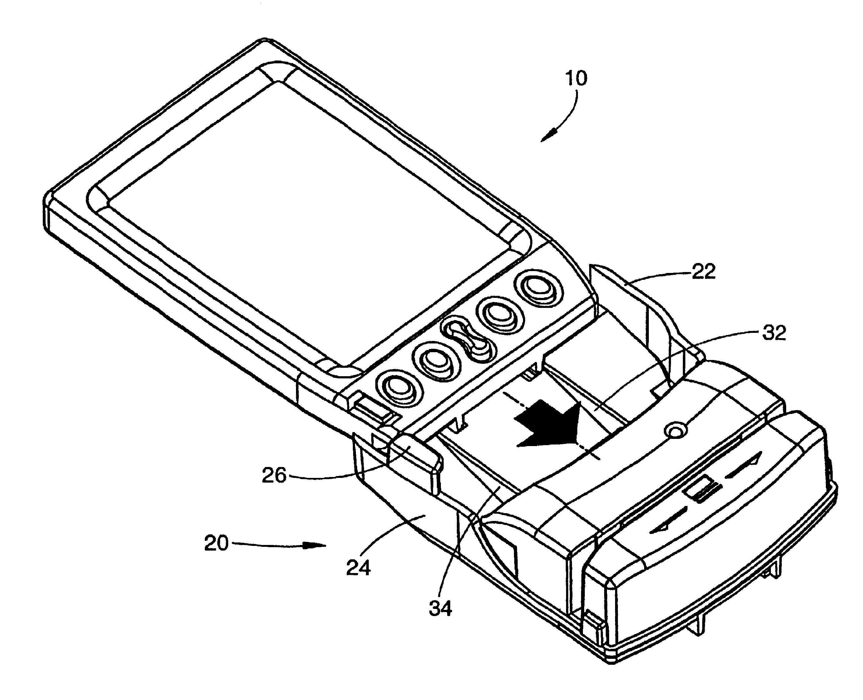 Magnetic strip reader with power management control for attachment to a PDA device