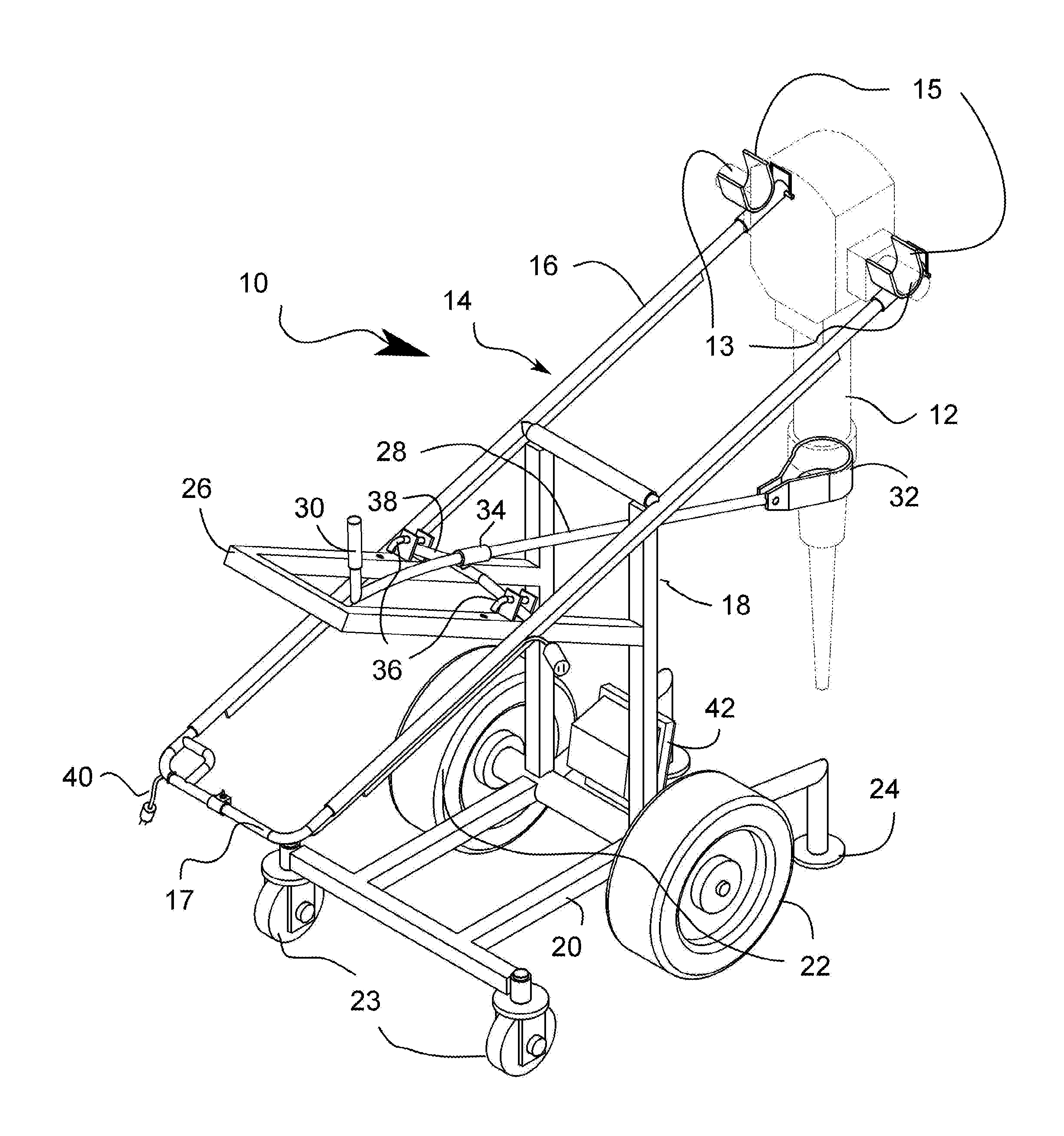 Support frame for a jack hammer