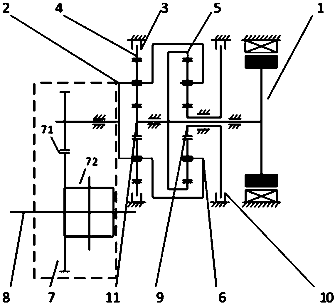 Dual-planetary-gear transmission for electric vehicle, and control method thereof