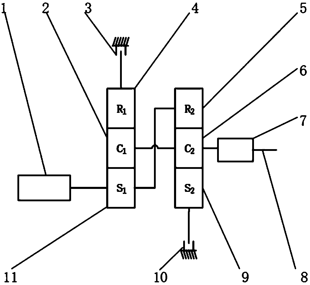 Dual-planetary-gear transmission for electric vehicle, and control method thereof