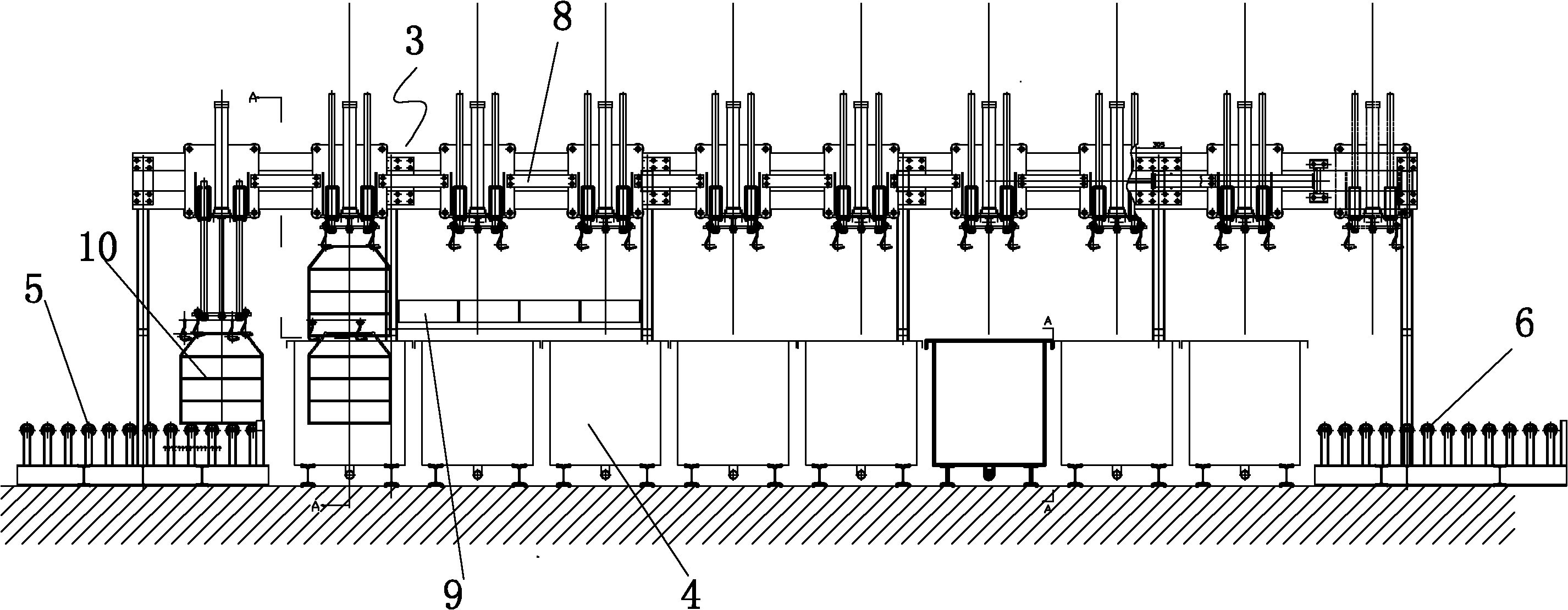 Automatic washing device of cantilever structure