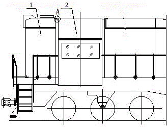 A locomotive module connection structure