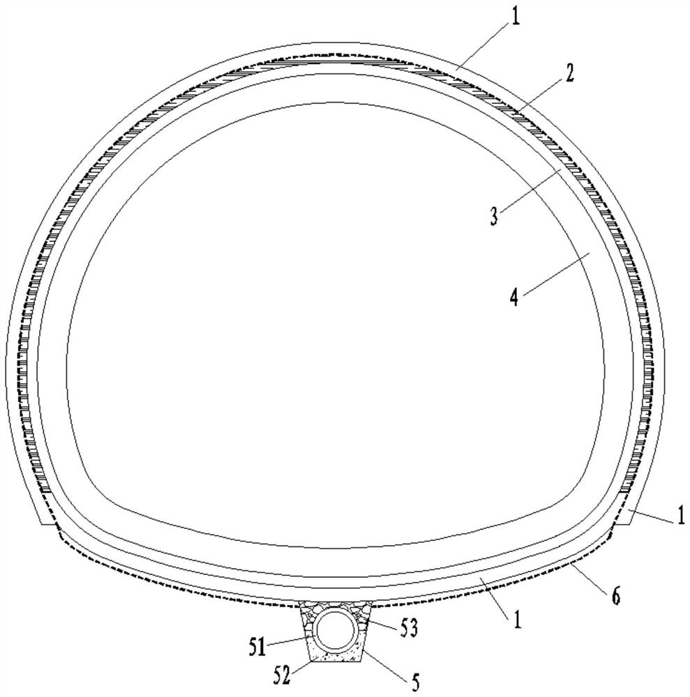 Tunnel structure suitable for gypsum salt stratum and construction method