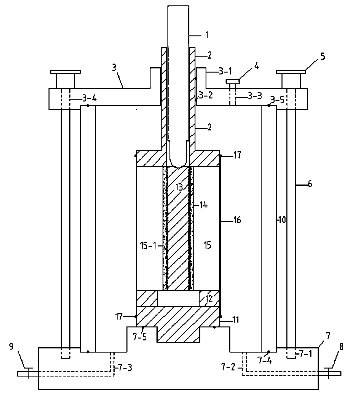 Rock side friction test device and method with controllable confining pressure