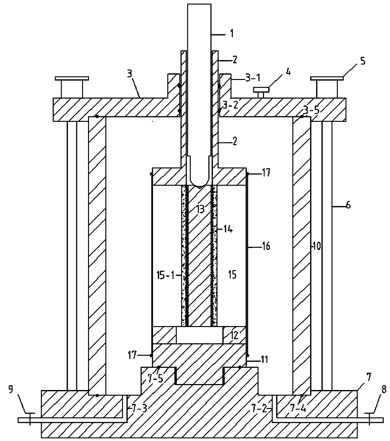 Rock side friction test device and method with controllable confining pressure