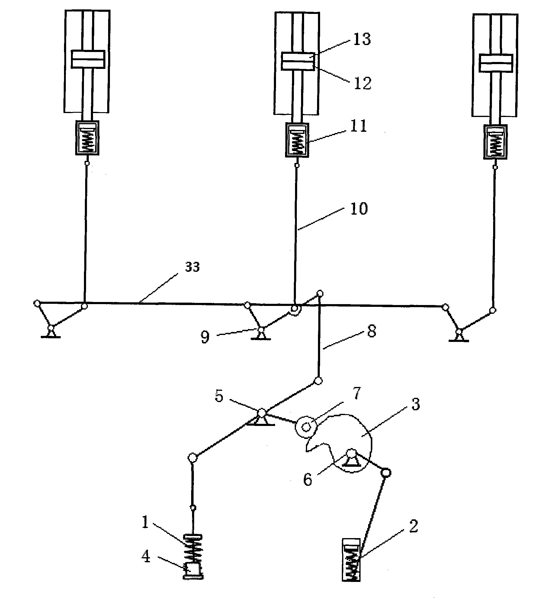 Spring operating mechanism cooperated with 126kV vacuum circuit breaker separation-integration characteristic