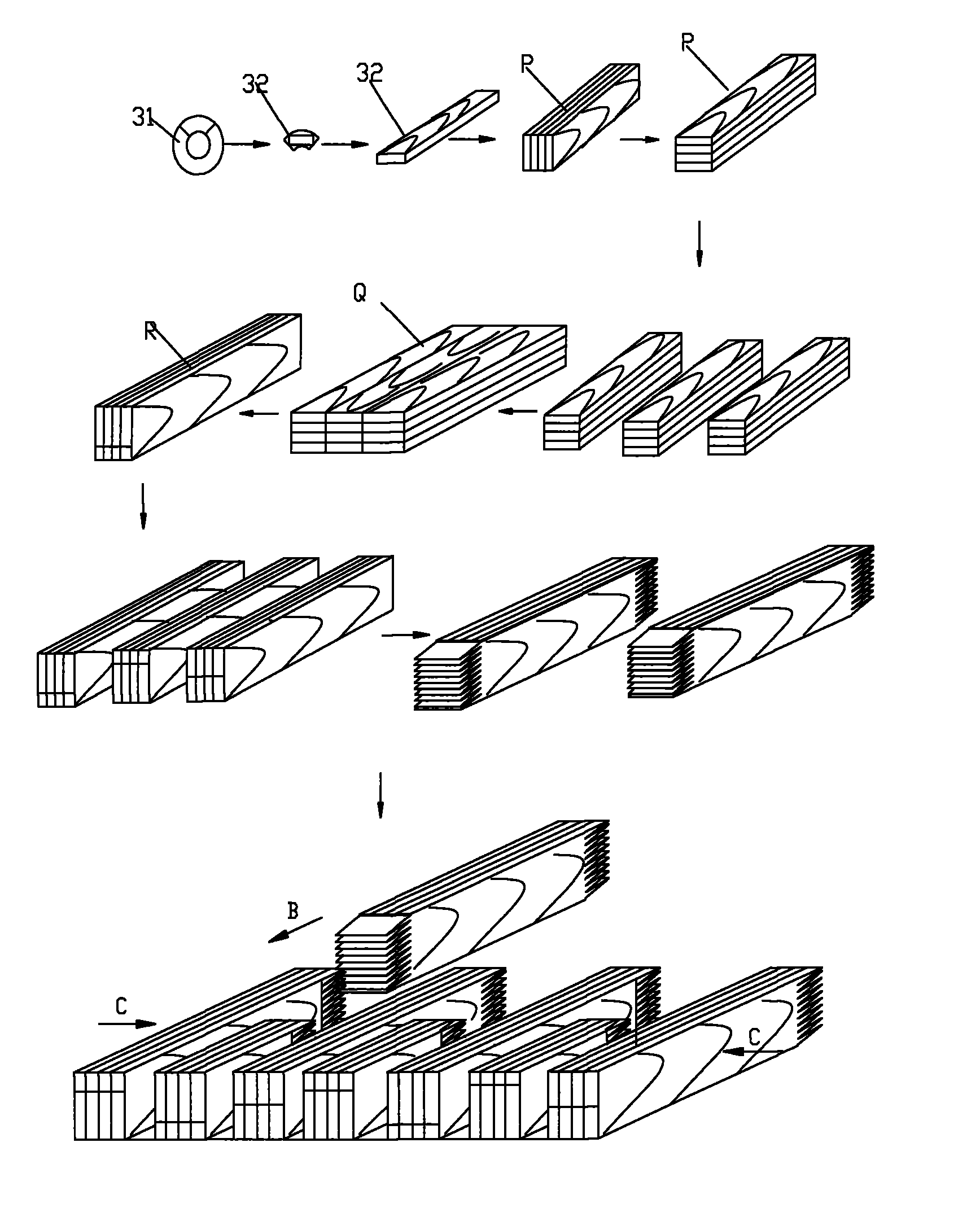 Glued laminated bamboo floor and manufacturing method thereof