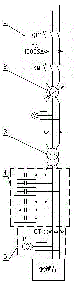 Apparatus for large-scale oil-immersed transformer no-load and on-load comprehensive tests and method