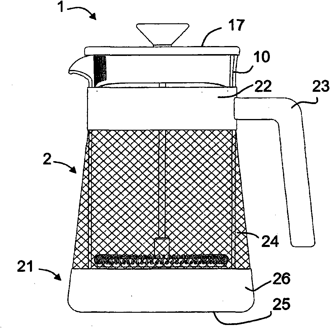 Plunger-filter beverage preparation device with safety sheathing