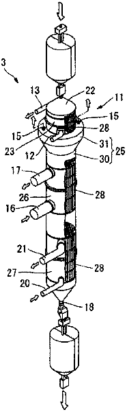 Regeneration column and dry apparatus for discharge gas treatment