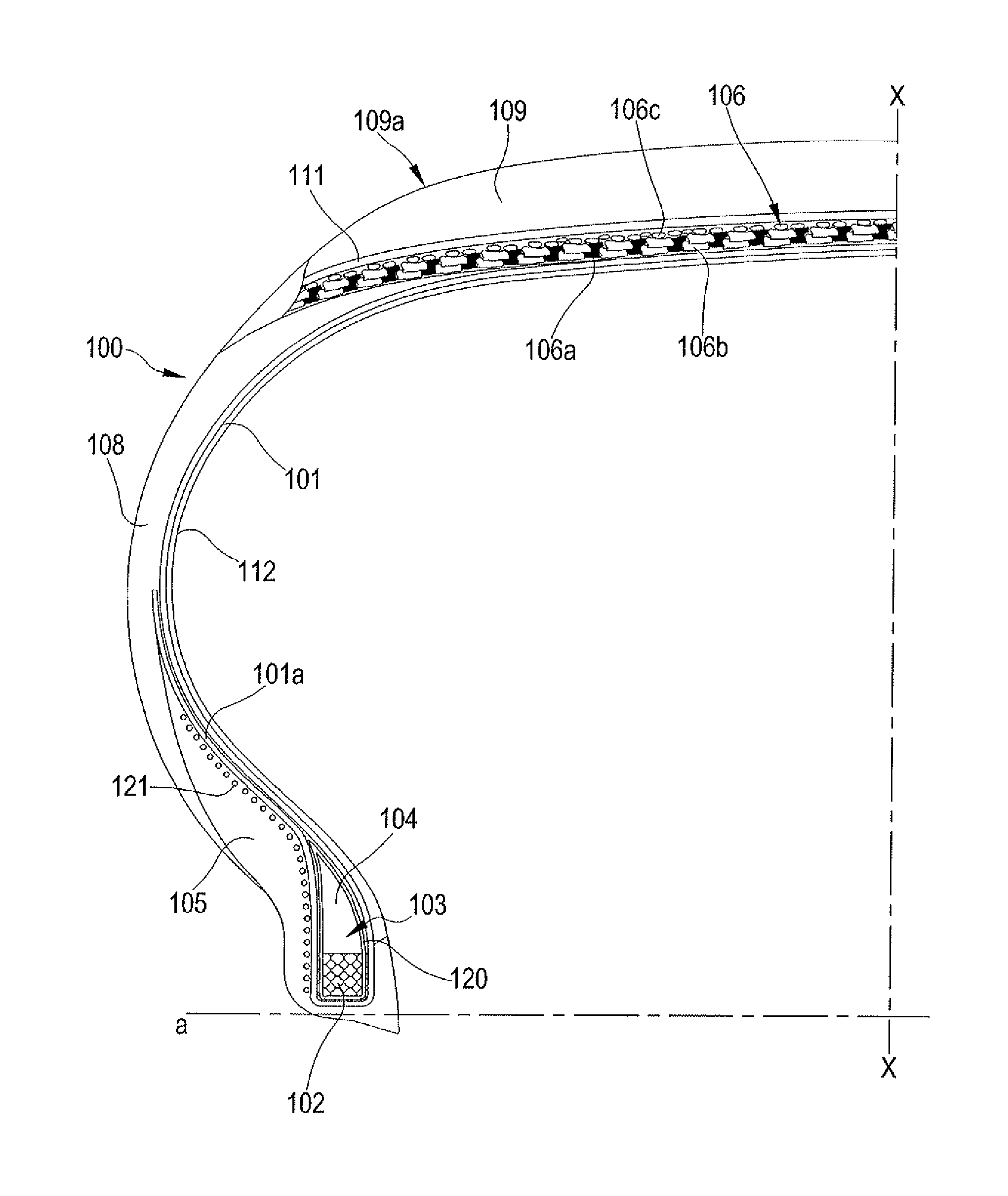 Method for increasing the performance of tyres for vehicle wheels and tyre for vehicle wheels