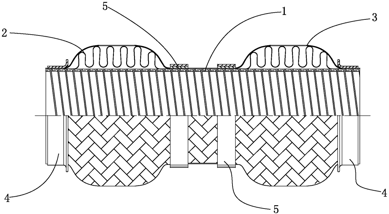 Exhaust pipe flexible joint structure