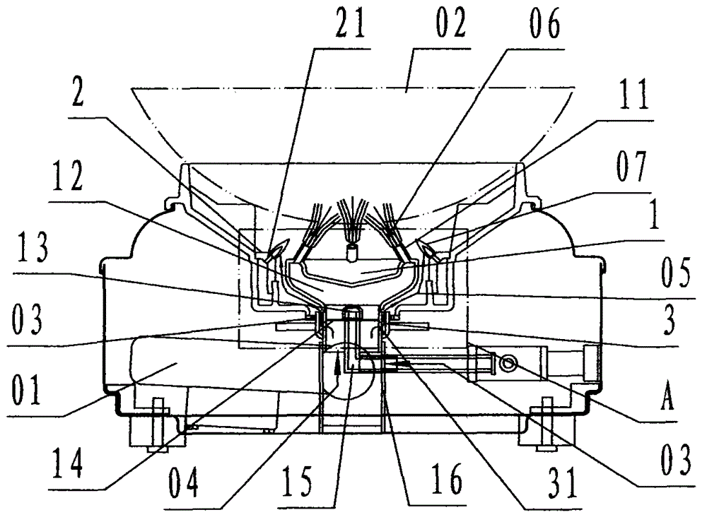 High-efficiency burner for blast-type gas cooker