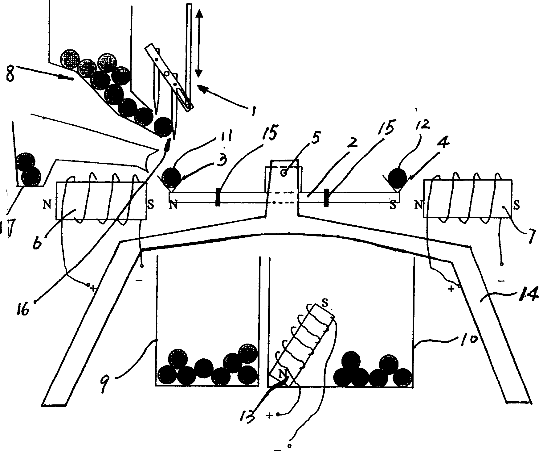 Magnetic balancing weight sorting mechanism and method thereof