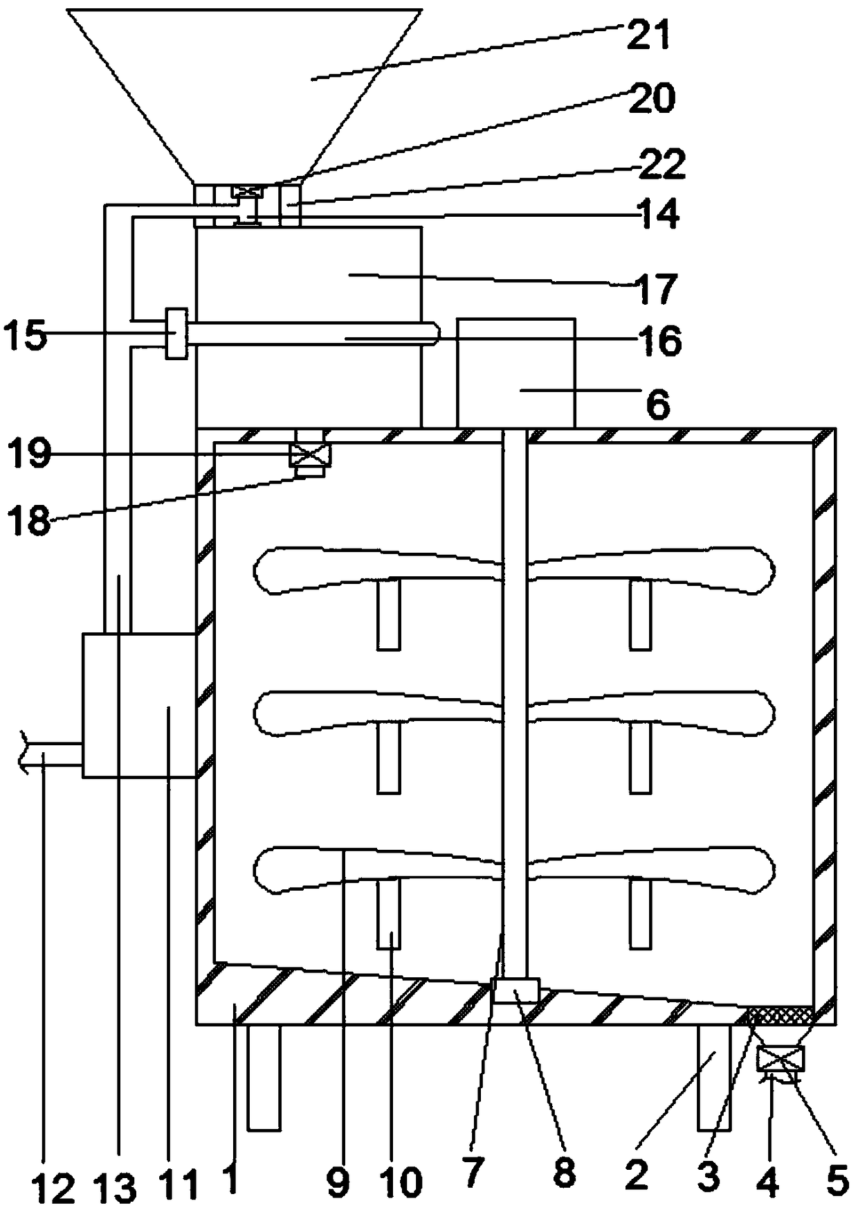 Water-soluble particle mixing and stirring mechanical device