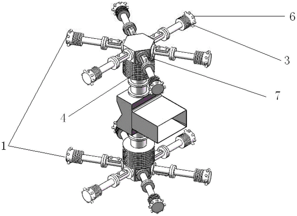 A tower-type high-power transmitter integrated power combiner