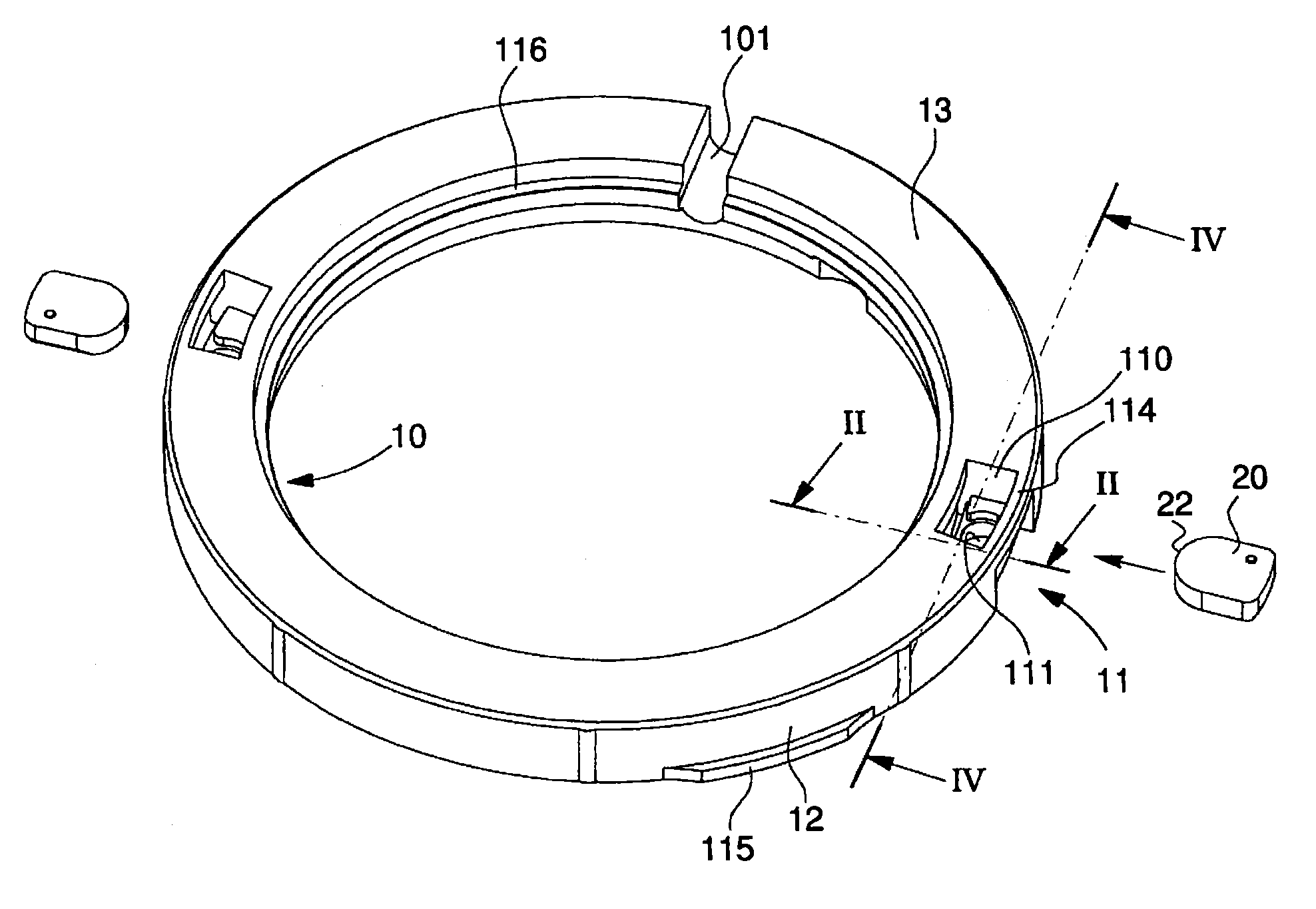Device for assembling a casing ring in a watch case middle