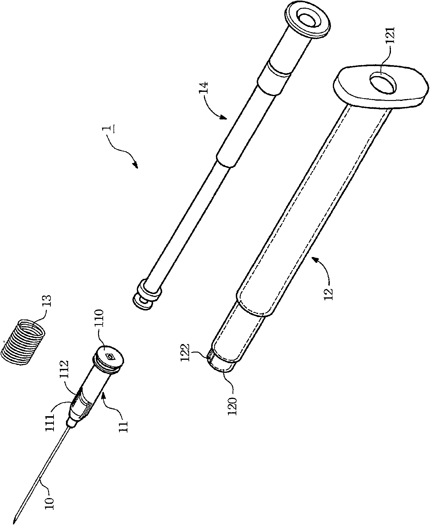 Safe medicament injection apparatus for medical treatment and push bar assembly for medicament injection for medical treatment