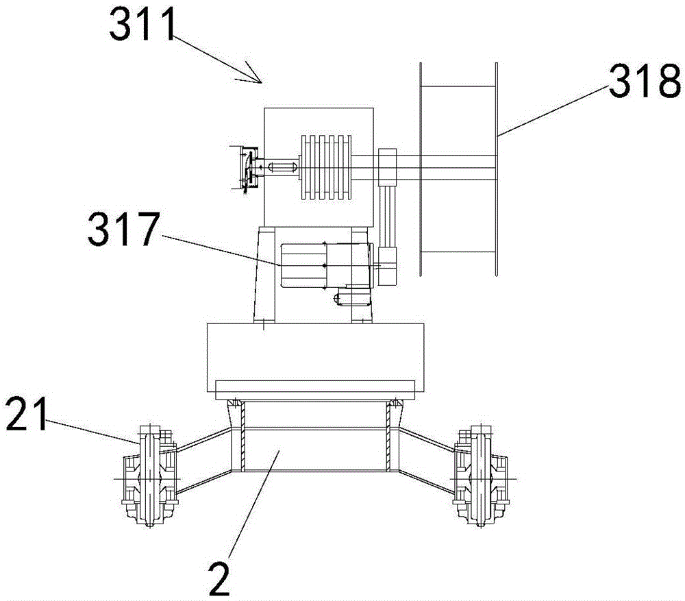 Electric excavator with cable winding device