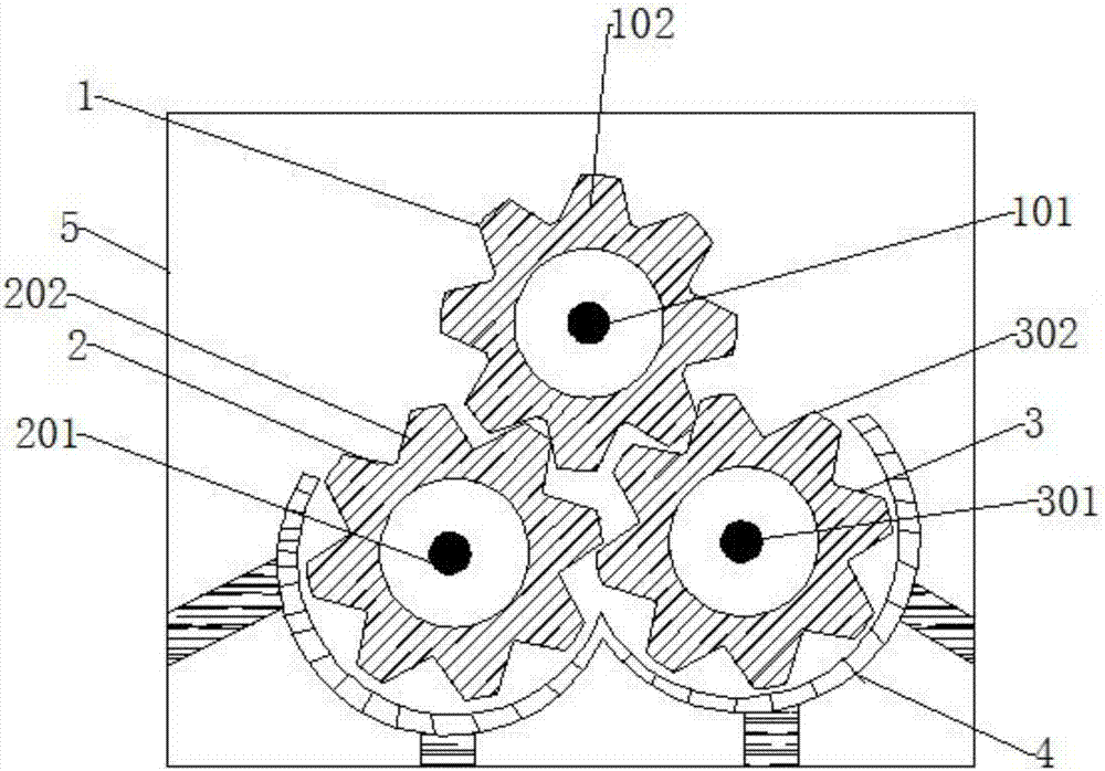 Three-axle linkage plastic pulverizer knife set