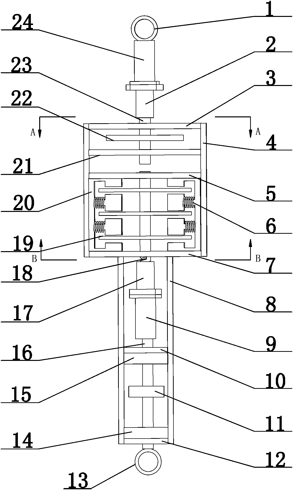Parallel damping and spring unit ternary vibration reduction device, design method and assembling method