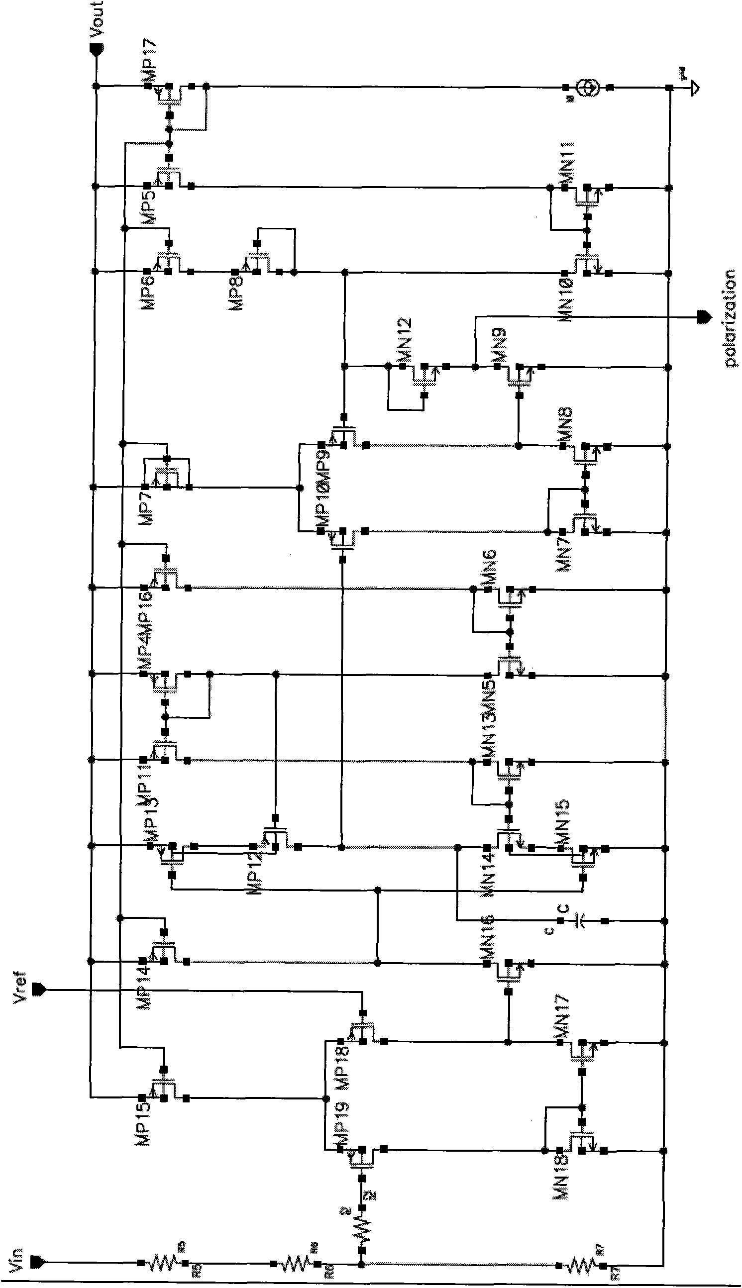 Single-chip control circuit of radiofrequency amplifying circuit of C and Ku wave bands of satellite television signals