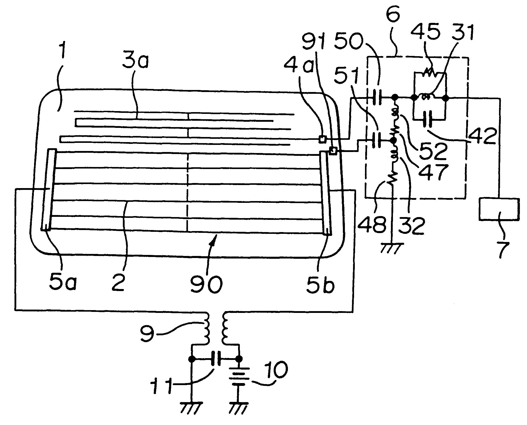Glass antenna device for an automobile
