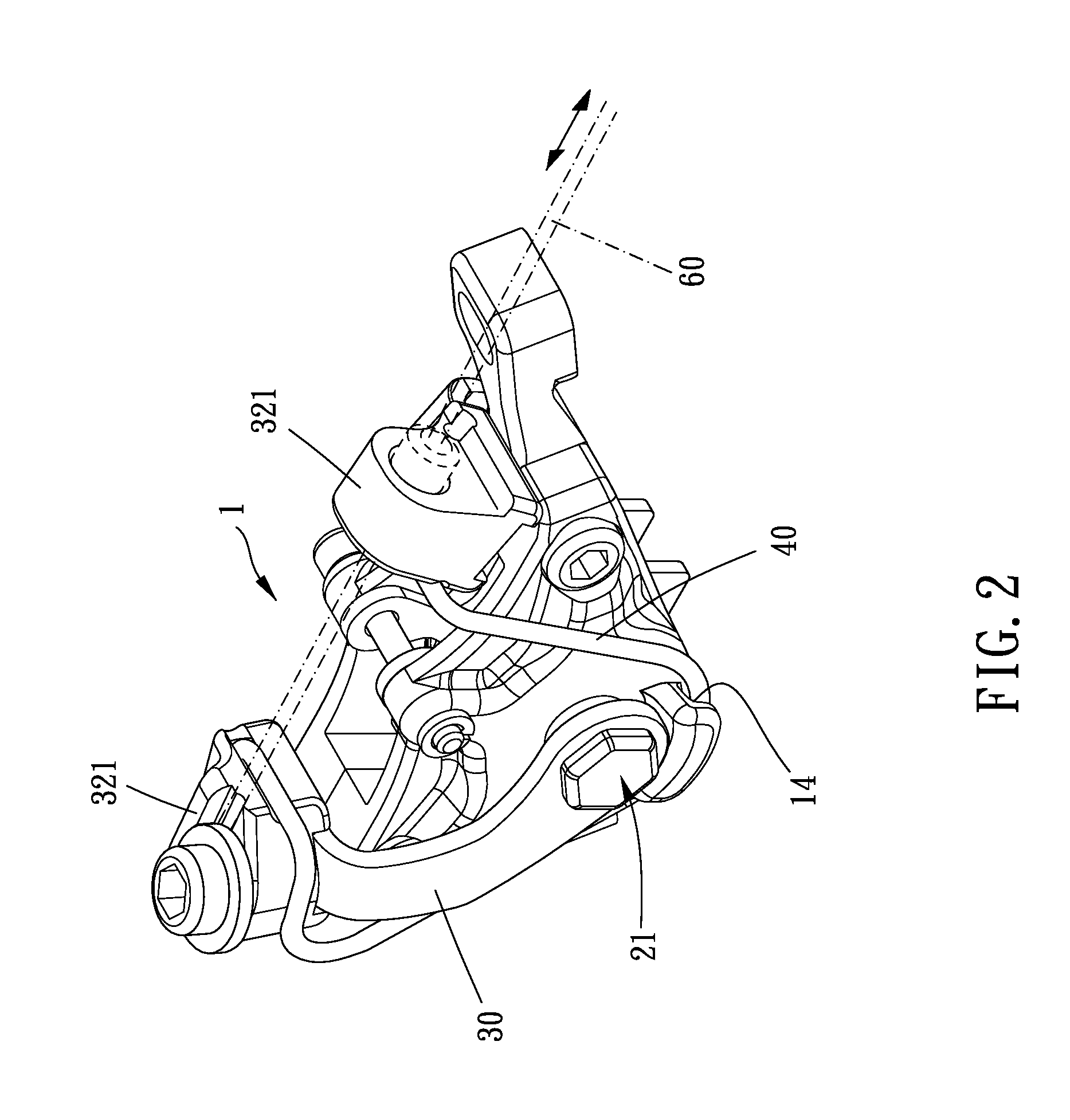 Mechanical type double-acting brake caliper assembly and caliper having the same