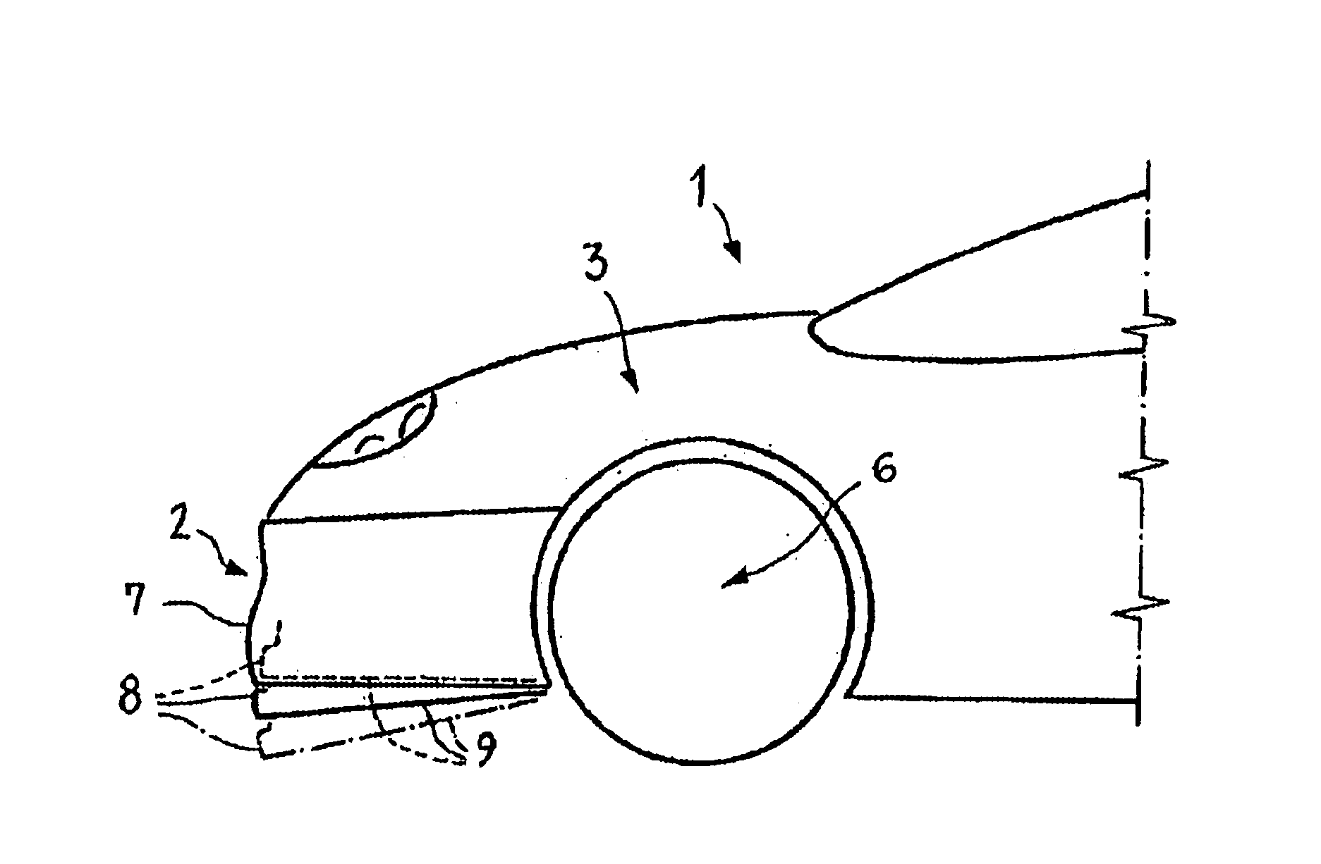 Vehicle bumper including a spoiler hinged between three positions of stable equilibrium